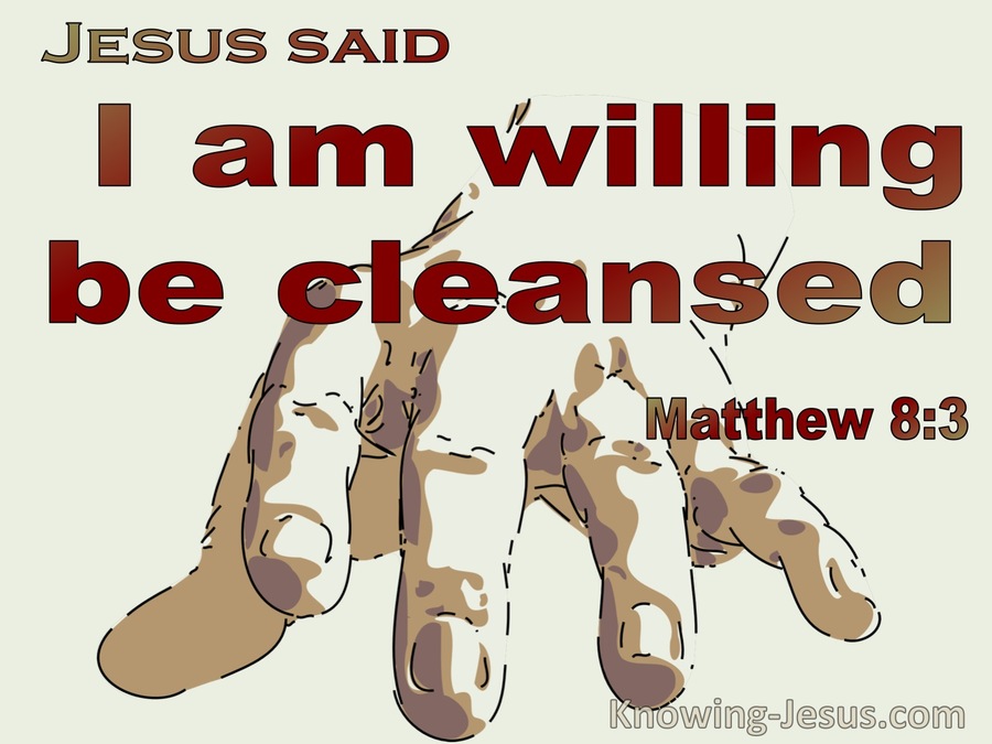 Matthew 8:3 Jesus Put Out His Hand (maroon)